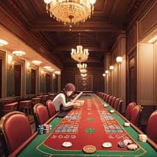 Dealer kasino bojoko yang profesional memandu permainan baccarat secara langsung